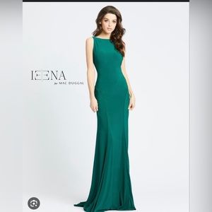 Green backless gown by macdugal